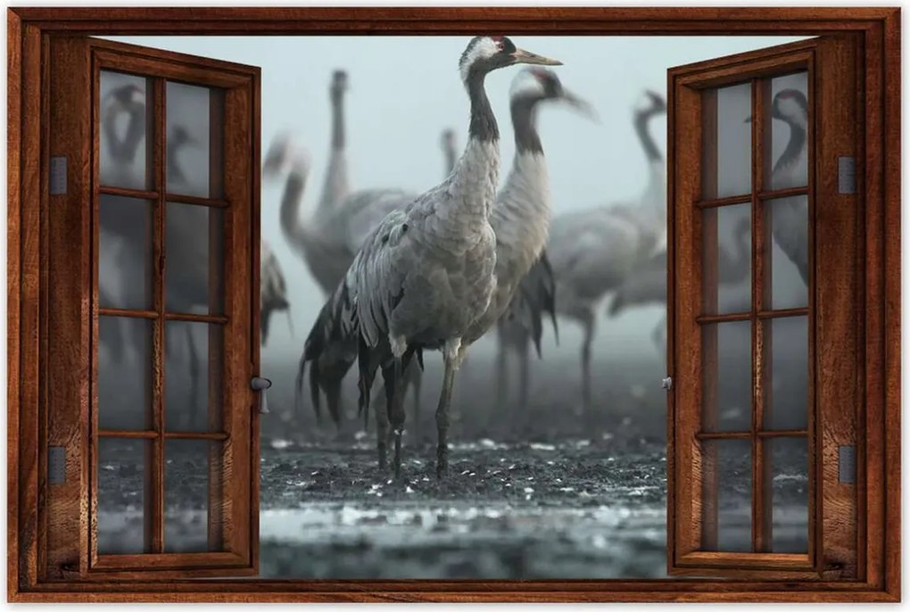 Poszterek 90x60 Darvak a ködben