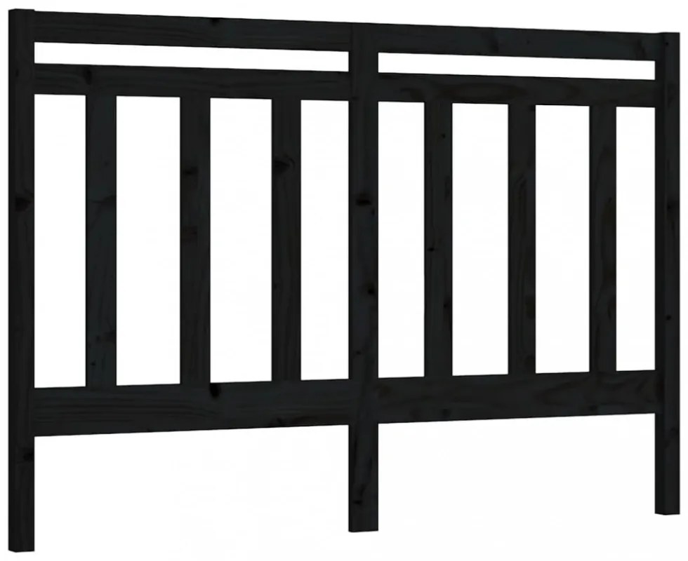 fekete tömör fenyőfa ágyfejtámla 146 x 4 x 100 cm