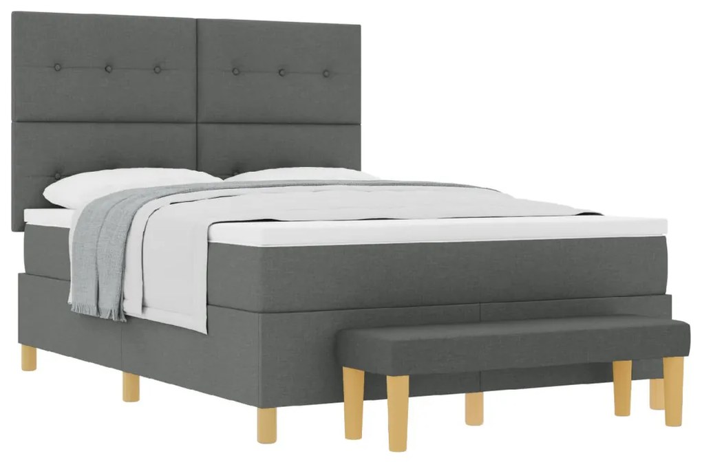 Boxspring Ágy Matraccal és Pad Dark Grey 140x200 cm Szövet