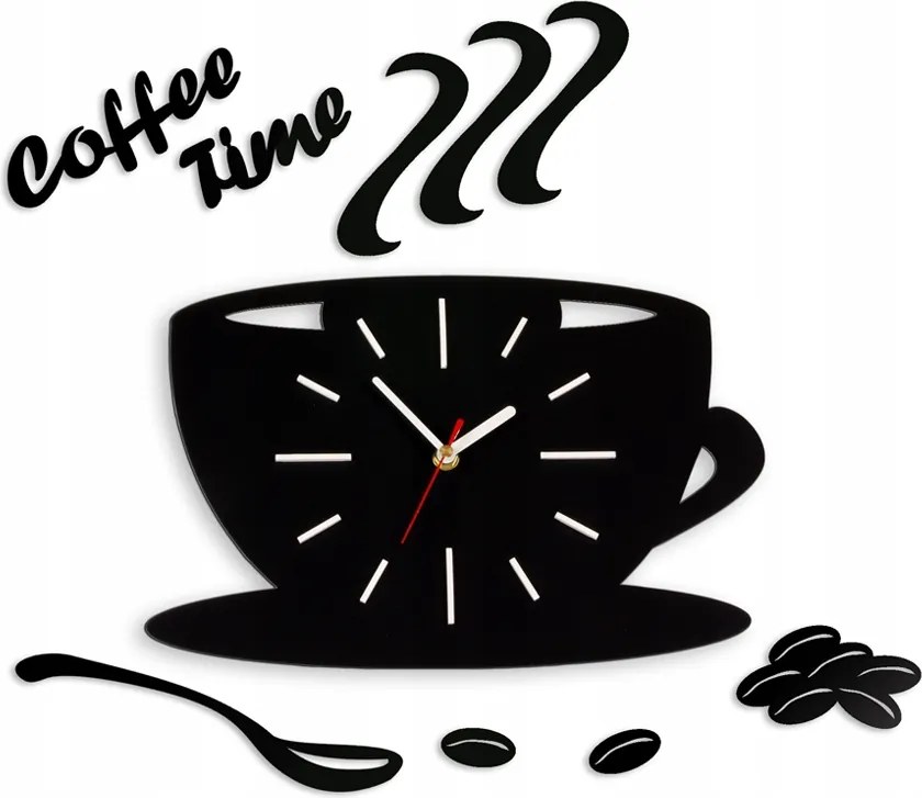 Falióra a konyhába Öntapadós Csésze Csendes Fekete konyhába nappaliba