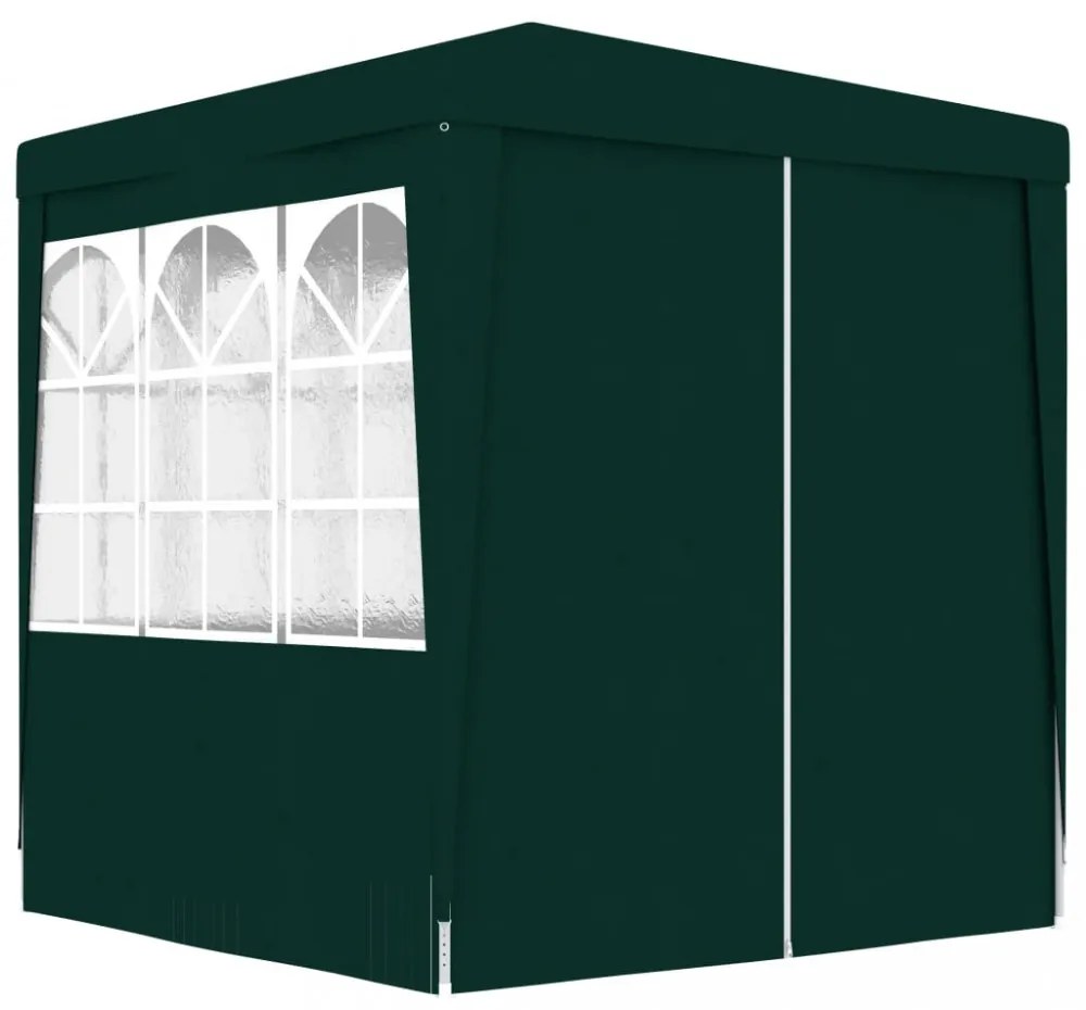 zöld rendezvénysátor oldalfalakkal 2,5 x 2,5 m 90 g/m²