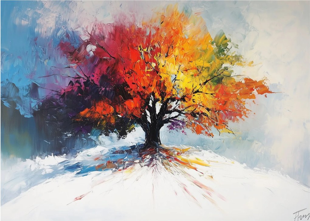 Üveg kép - Színes fa (70x50 cm)