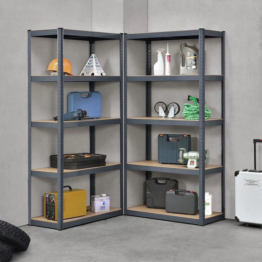 Juskys 2 darabos polcrendszer szett - 180x90x40 cm - szürke