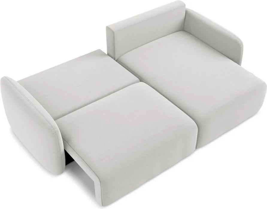 Világosszürke bársony kinyitható-tárolóhelyes sarokkanapé (jobb oldali-heverő résszel) Kalena – Makamii