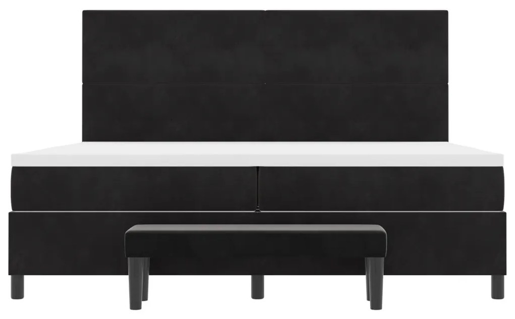 Box spring ágy matraccal és paddal, fekete, 200x200 cm, bársony