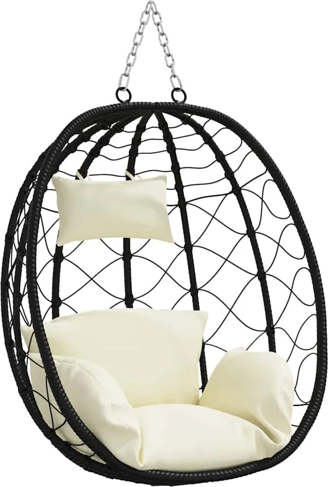 vidaXL Függő tojás szék Krémfehér 91,5 x 60 x 110 cm polirattan