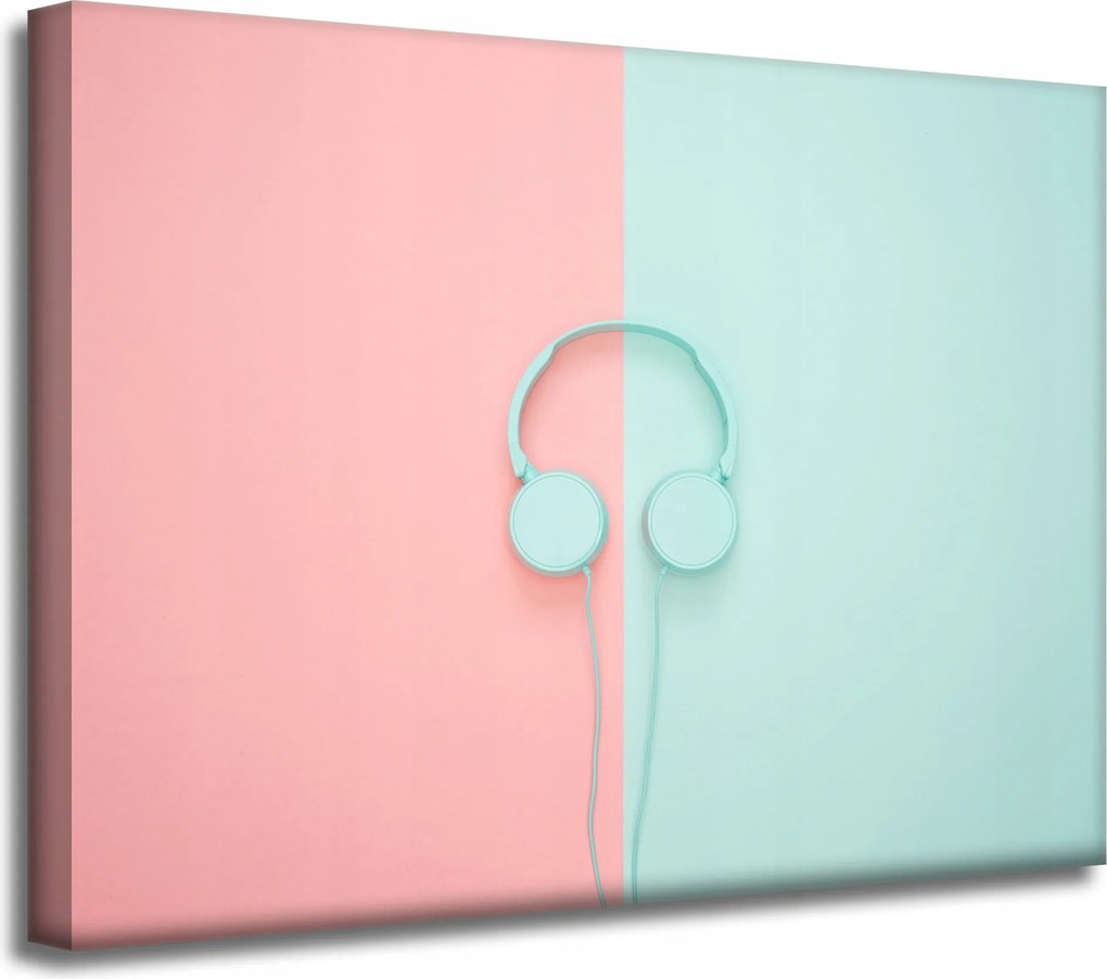 Vászonkép Zene Fejhallgató Kétszínű Pasztell színek 40x30