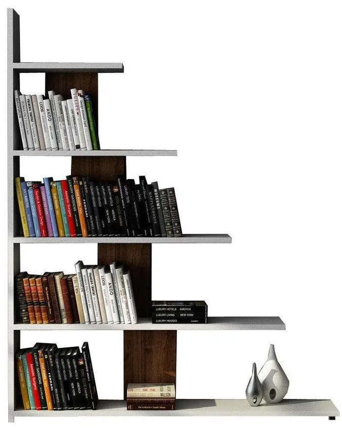 könyvespolc Reward - White, Walnut