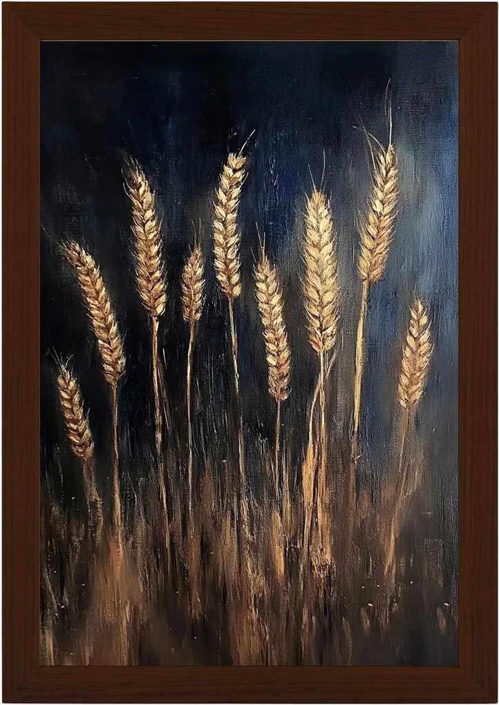 Poszter Keret Fa Olaj Természet Növényzet Falu Mező Gabona Kalászok 40x60