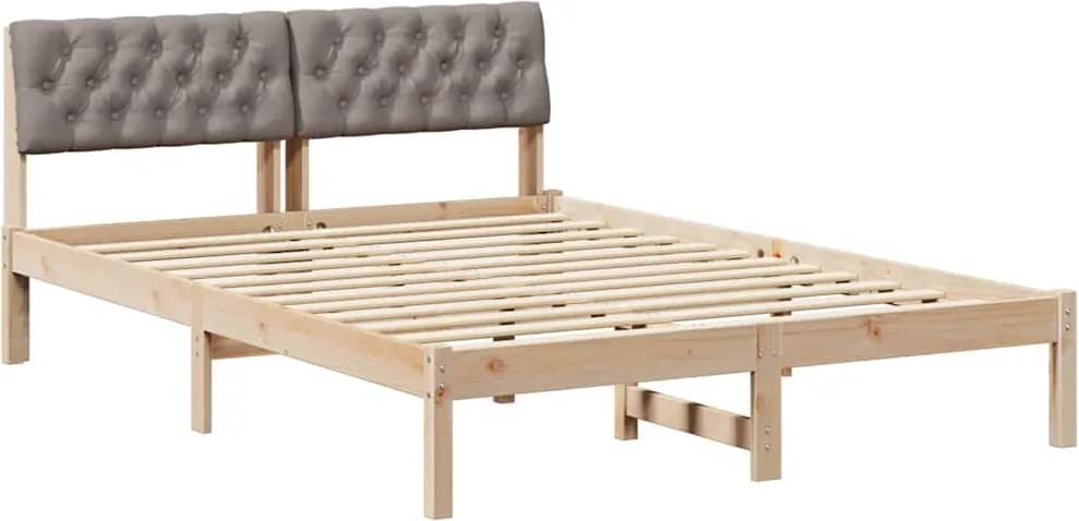 vidaXL Ágykeret fejtámlával Barna és taupe 150 x 200 cm Tömör fenyőfa