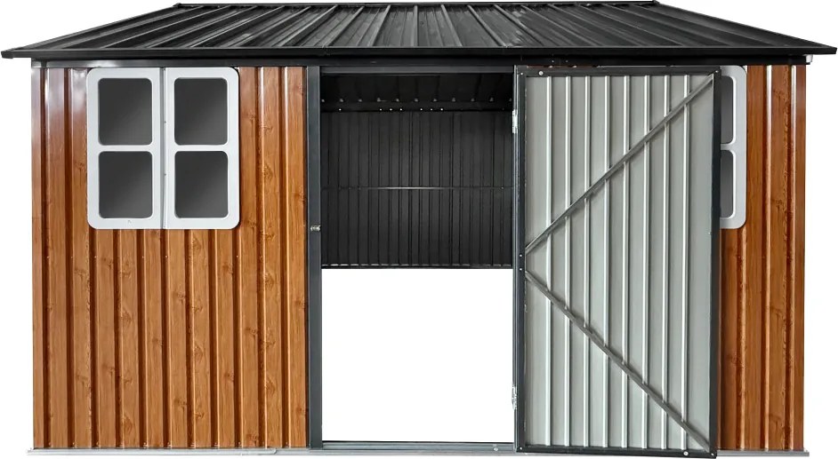 Fém kerti szerszámtároló ház, barna/antracit, 3,6x3,1x2,5 m, GABKO