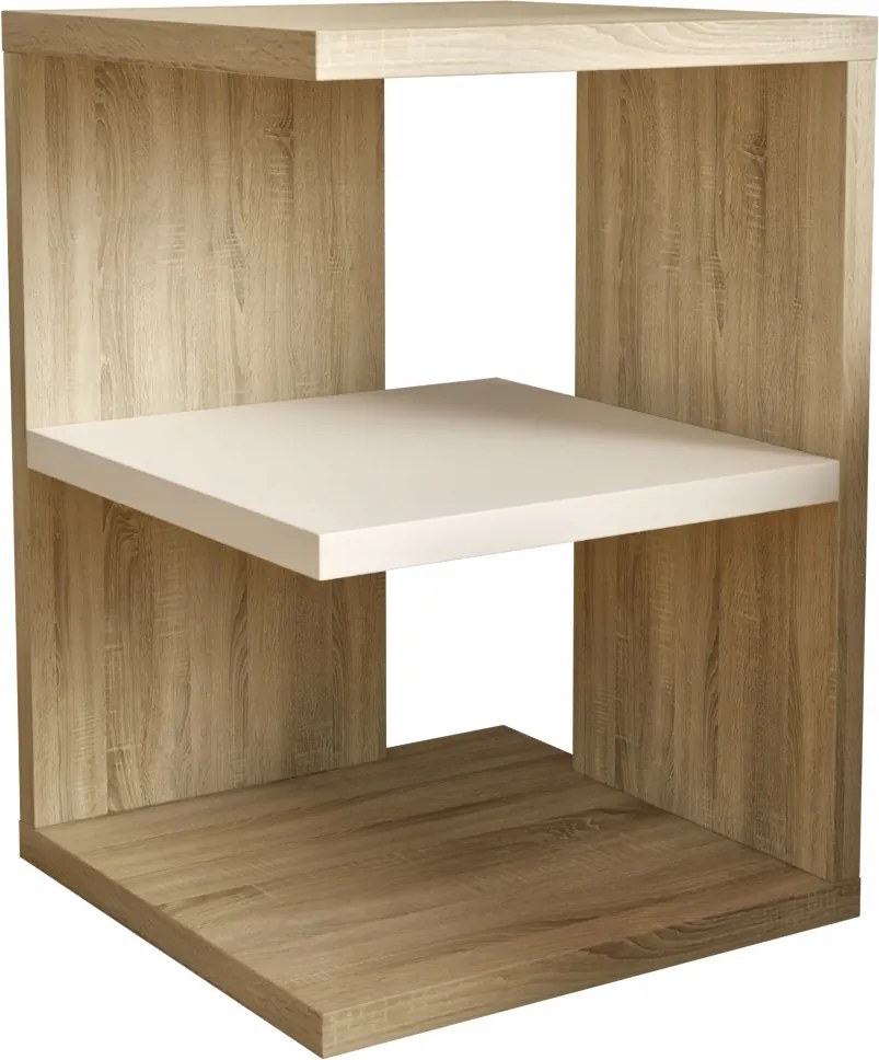 Elza éjjeliszekrény, éjjeli asztal segítőtárs szín sonoma tölgy/ fehér 30x30x45