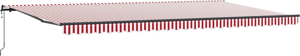 vidaXL Behúzható napellenző Piros és Fehér 600 × 300 cm