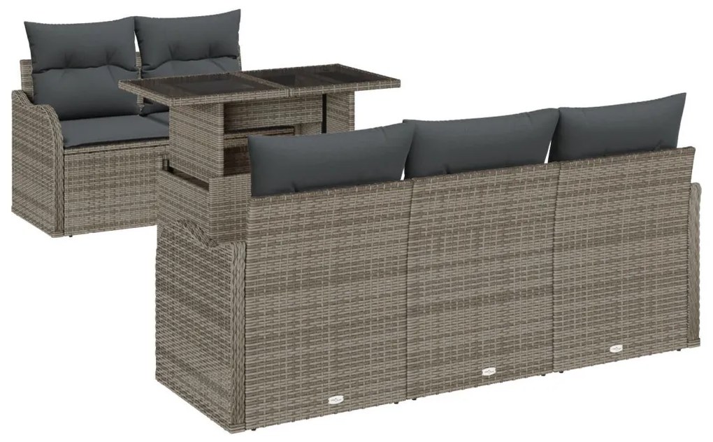 Kerti Kanapé Szett 6 pcs Szürke 100 x 55 x 73 cm Poli rattan