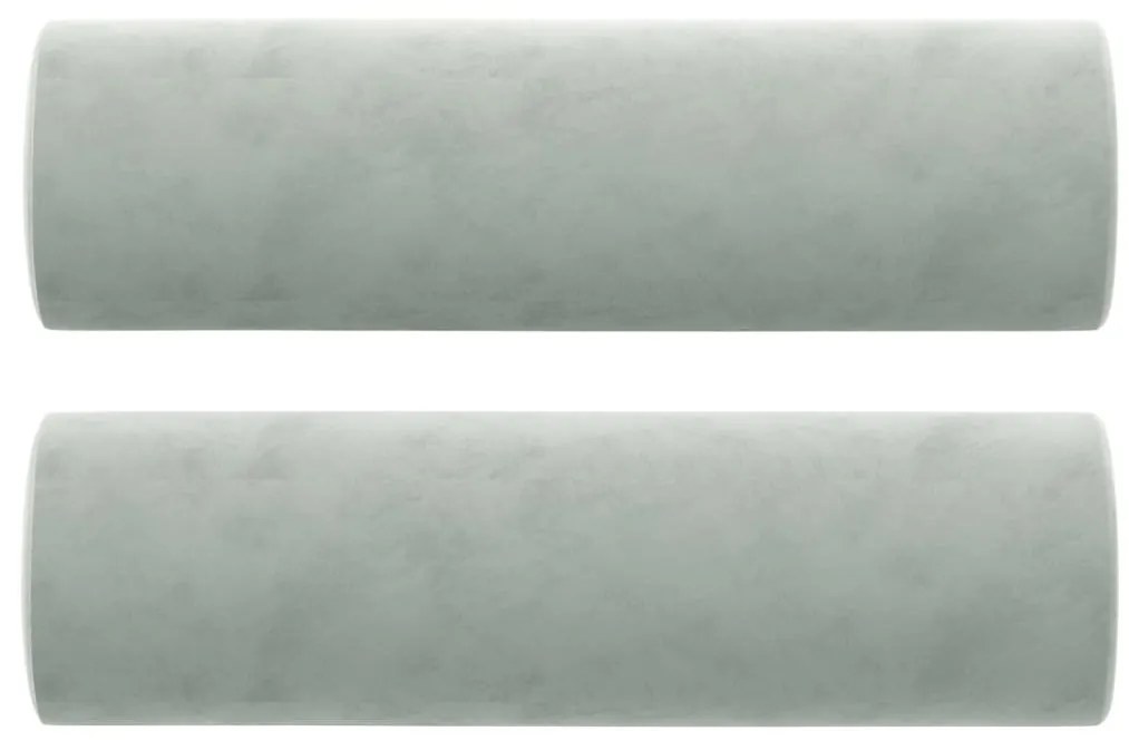 2 db világosszürke bársony díszpárna Ø15x50 cm