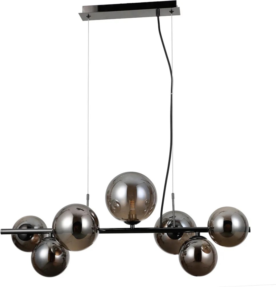 ITALUX PND-406007-7A-BCR CANELLO Többágú Függesztett Lámpa Króm, Fekete, Füstös G9 IP20