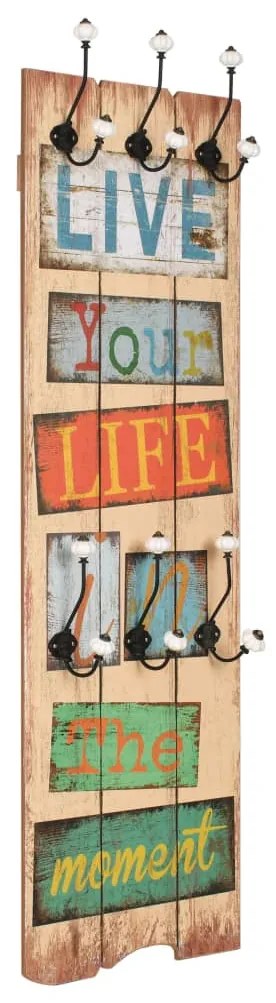 vidaXL falra szerelhető fogas 6 akasztóval 120 x 40 cm „LIVE LIFE”