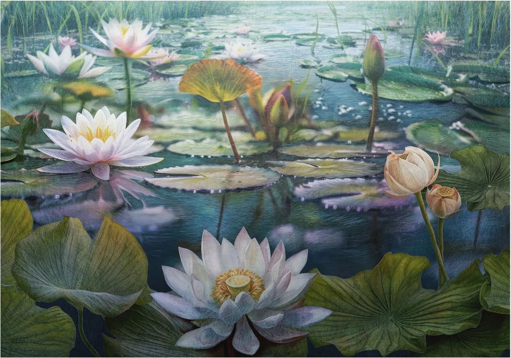 Dekoratív Fotótapéta Hálószoba Tó Virágok 208x146 Ragasztó