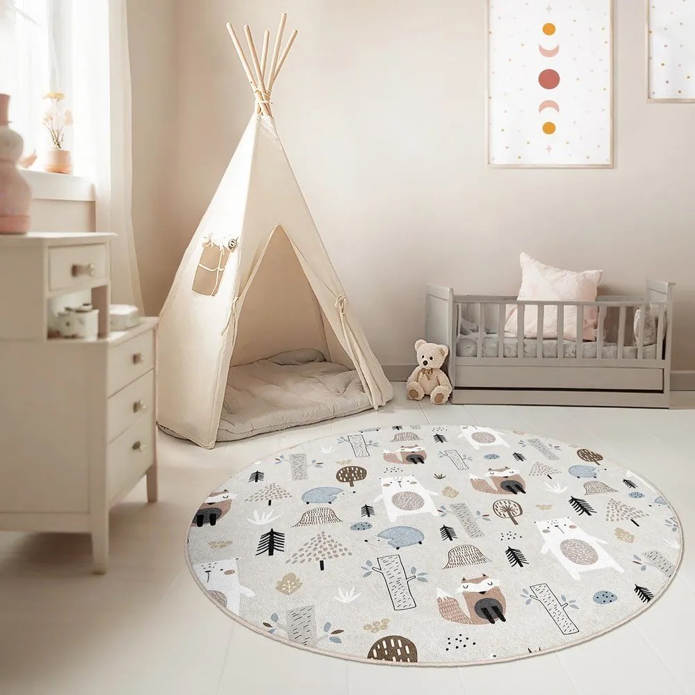 Mosható gyerek szőnyeg ø100 cm Forest Friends – Mila Home