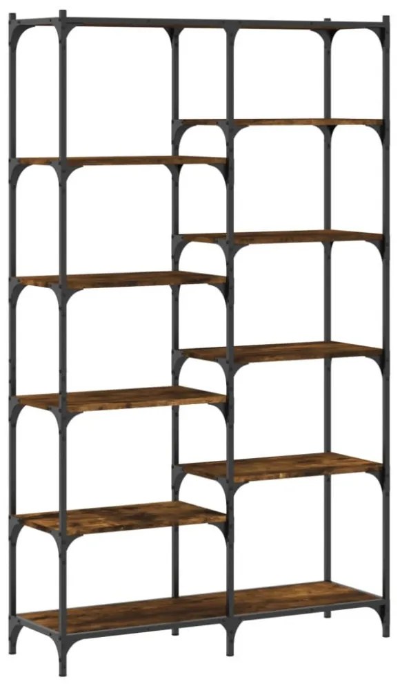 füstös tölgy szerelt fa és vas könyvespolc 100 x 32 x 170 cm
