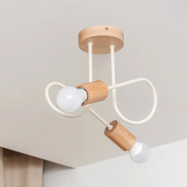 Felületre szerelhető csillár OXFORD 2xE27/15W/230V fenyő/krémszínű