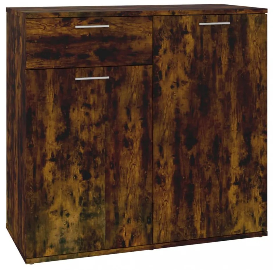 füstös tölgy színű szerelt fa tálalószekrény 80x36x75 cm