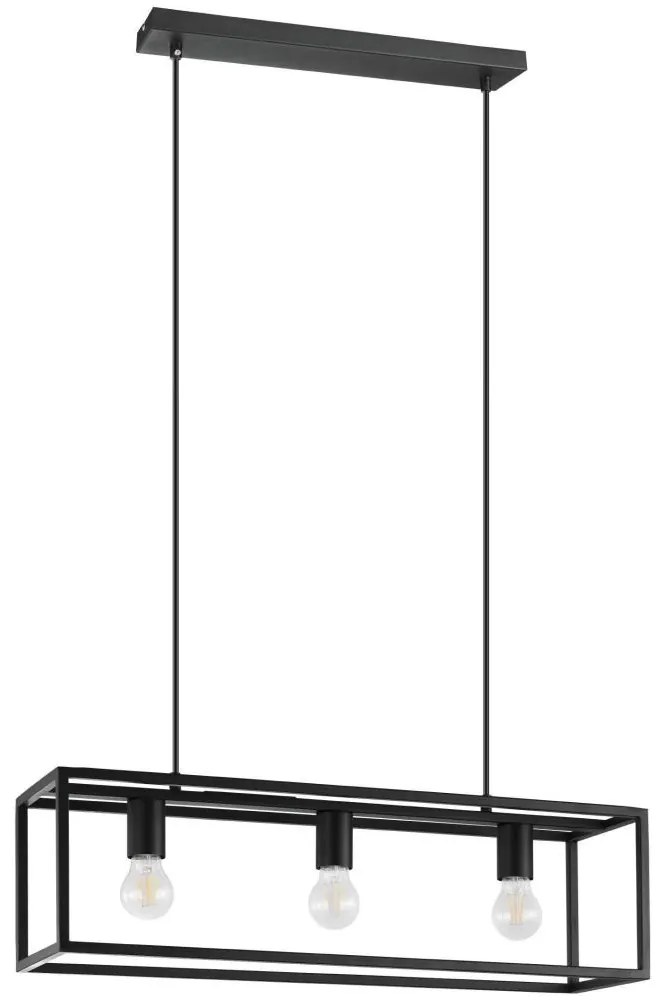 Eglo 43032 - Csillár zsinóron ELDRICK 3xE27/40W/230V fekete