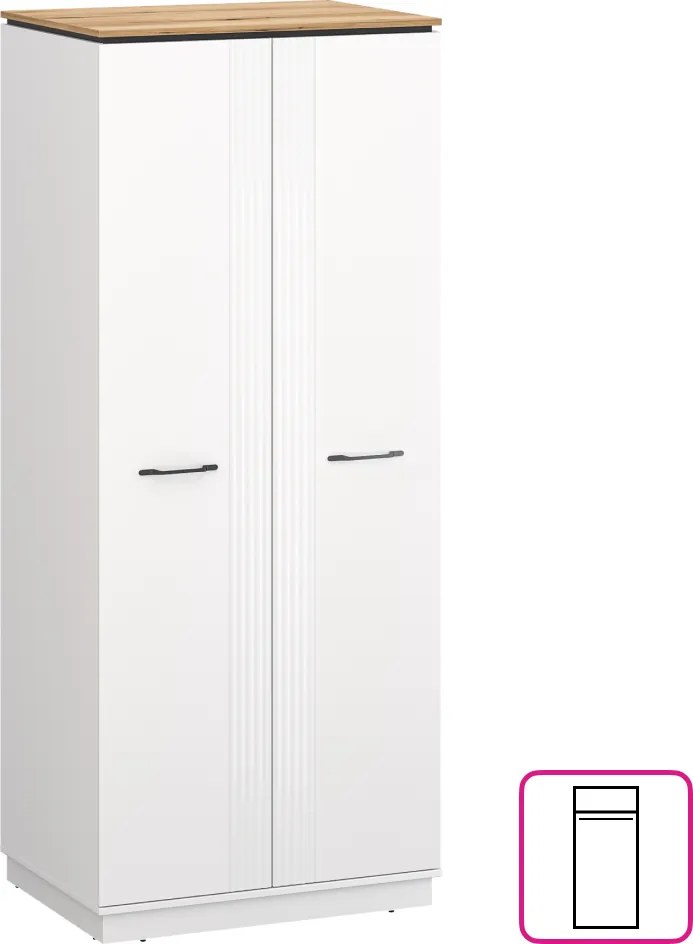 Szekrény, fehér/evoke tölgy, VELIS 2D