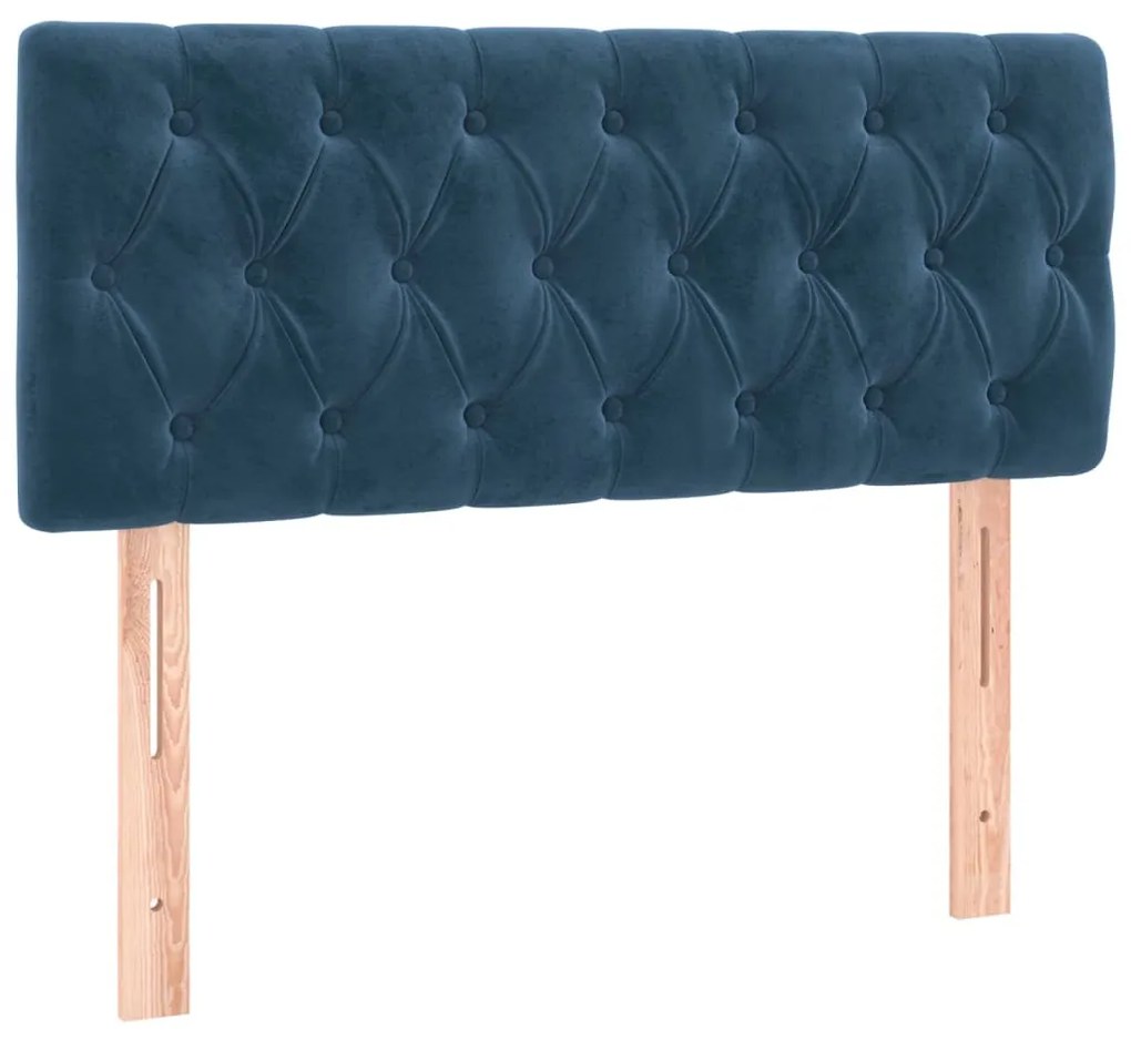 sötétkék bársony LED-es fejtámla 100 x 7 x 78/88 cm