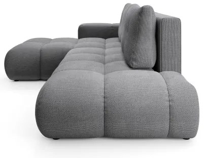 Ágyazható kárpitozott sarokülőgarnitúra tárolóval, L-alakú, ALMADA, balos, szürke