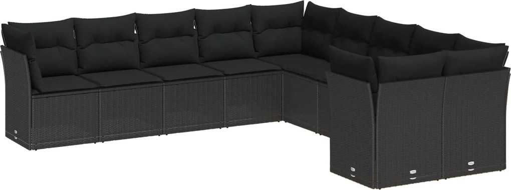 vidaXL Kerti Kanapé Szett párnával 13 pcs Fekete polirattan