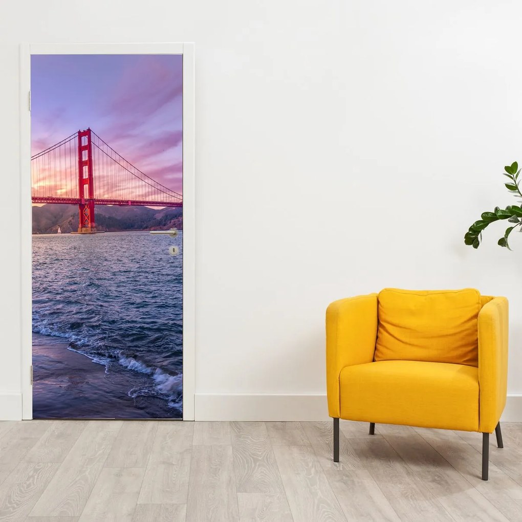 Fotótapéta ajtóra - Híd naplementével (95x205cm)