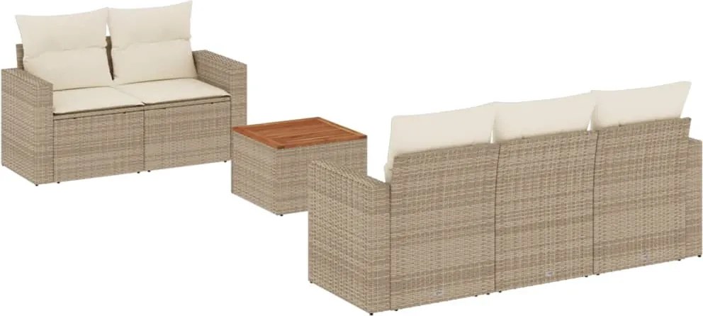 vidaXL 6 részes bézs polyrattan kerti ülőgarnitúra párnával