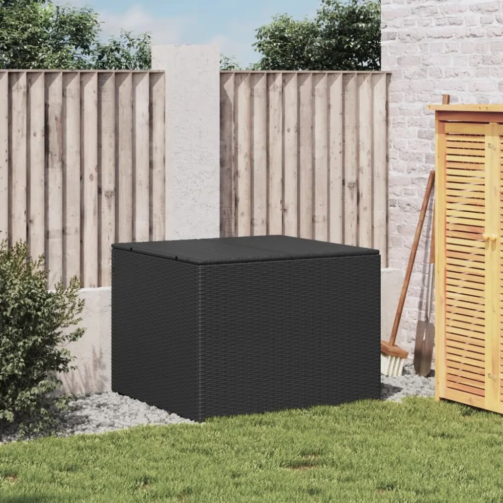 fekete polyrattan kerti tárolóláda 291 L