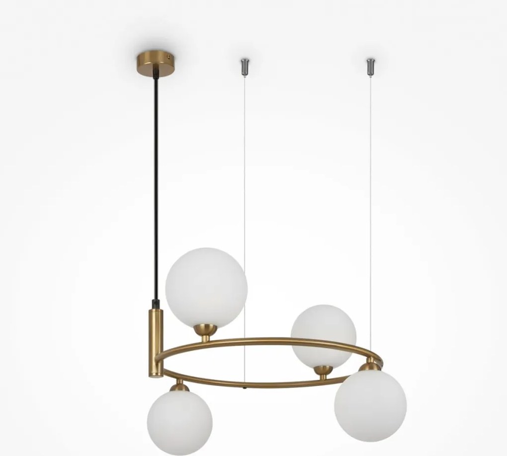 MAYTONI MOD013PL-04BS1 RING Többágú Függesztett Lámpa Fehér, Sárgaréz G9 IP20