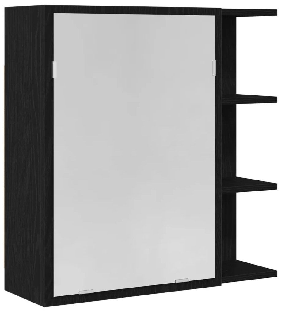 Fekete Tölgy Fürdőszobai Tükörszekrény 62,5x20,5x64cm Mérnöki Fa