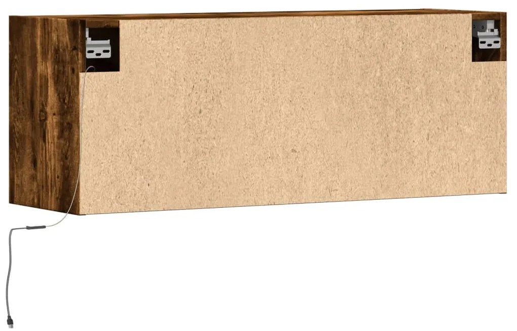 füstös tölgy színű fali TV-szekrény LED-ekkel 100x31x35 cm