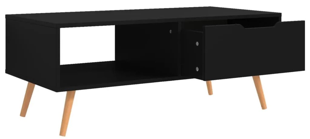 Fekete szerelt fa dohányzóasztal 100 x 49,5 x 43 cm