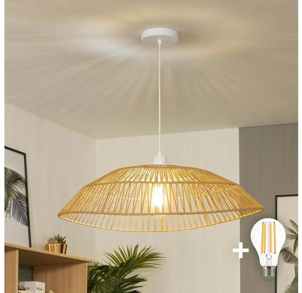 Brilagi - LED csillár zsinóron CERIA BOHO 1xE27/40W/230V átm. 70 cm barna