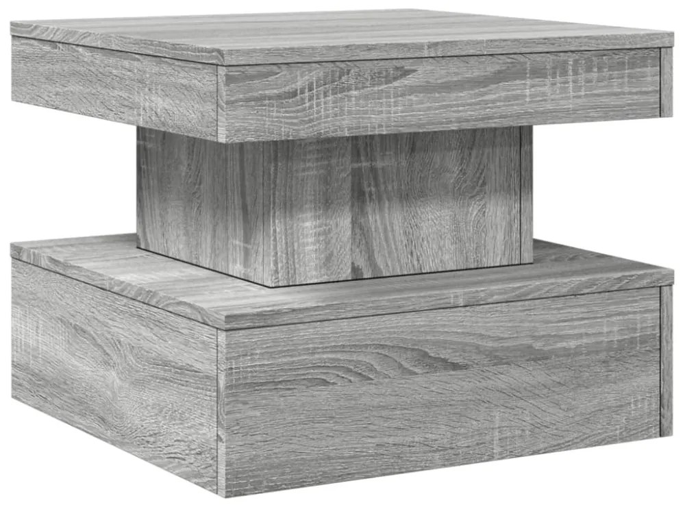 szürke sonoma színű dohányzóasztal LED-lámpákkal 50x50x40 cm