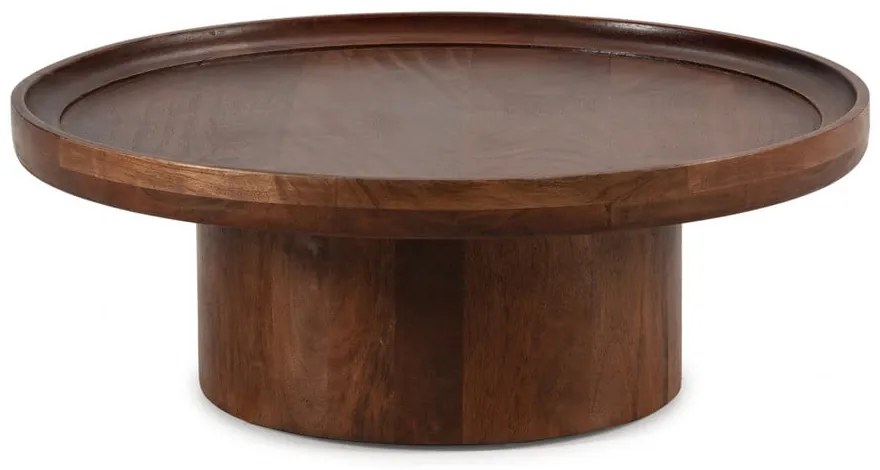 Sötétbarna mangófa kerek dohányzóasztal 80x80 cm Giselle – MOME