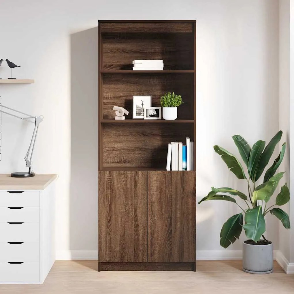 barna tölgy színű szerelt fa magasszekrény 70 x 35 x 180