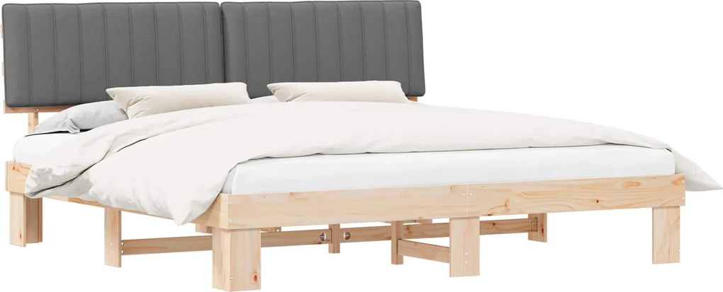 vidaXL Ágykeret Kárpitozott Fejtámlával Világosszürke 200 x 200 cm