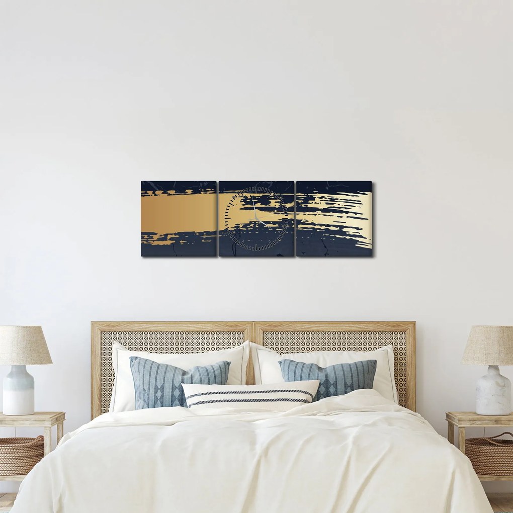 Kép - Kék és arany absztrakció N⁰2 (órával) (90x30 cm)