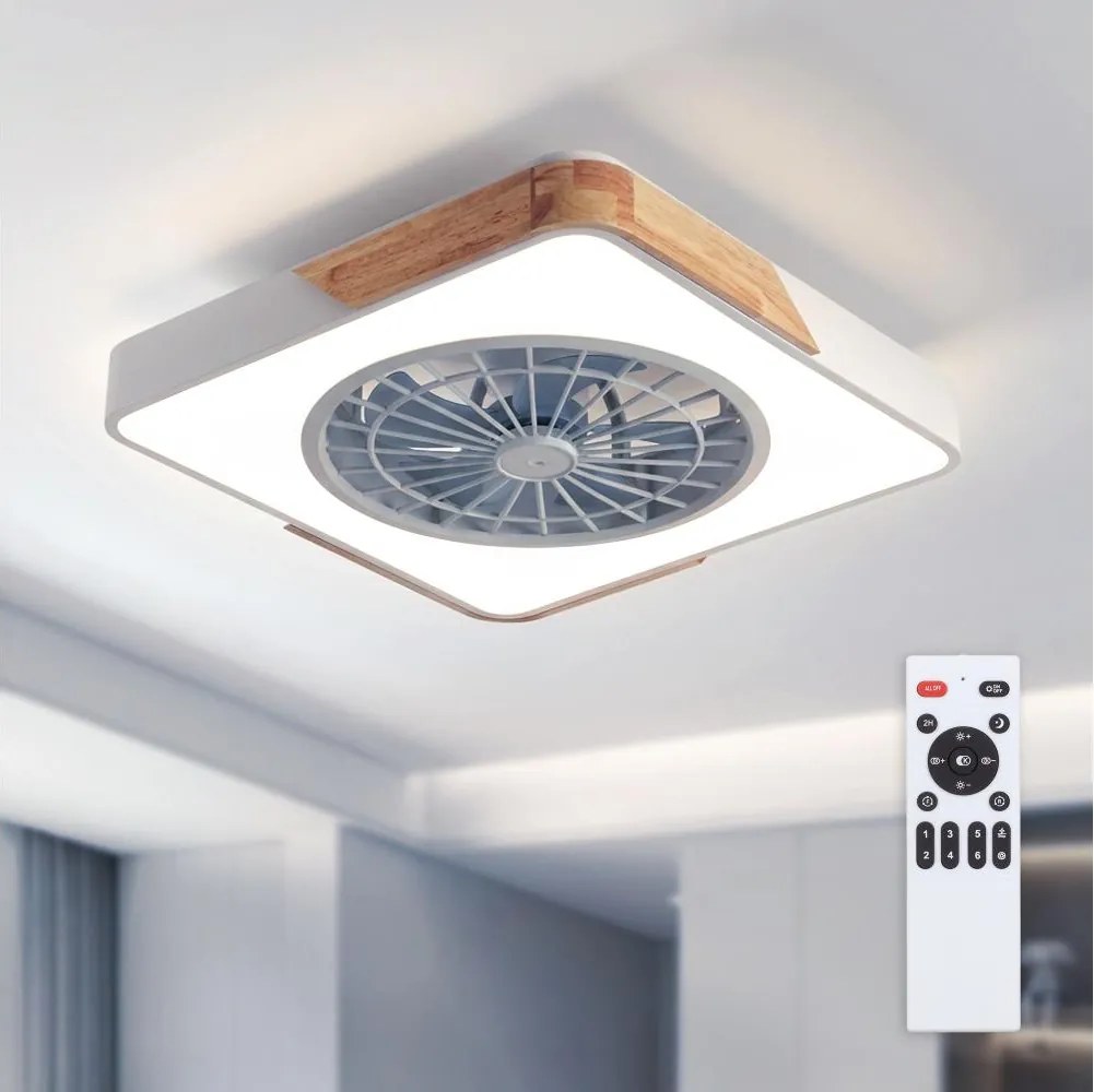 Brilagi - Dimmelhető LED világítótest ventilátorral LED/38W/230V 50 cm fehér/tölgy + távirányító