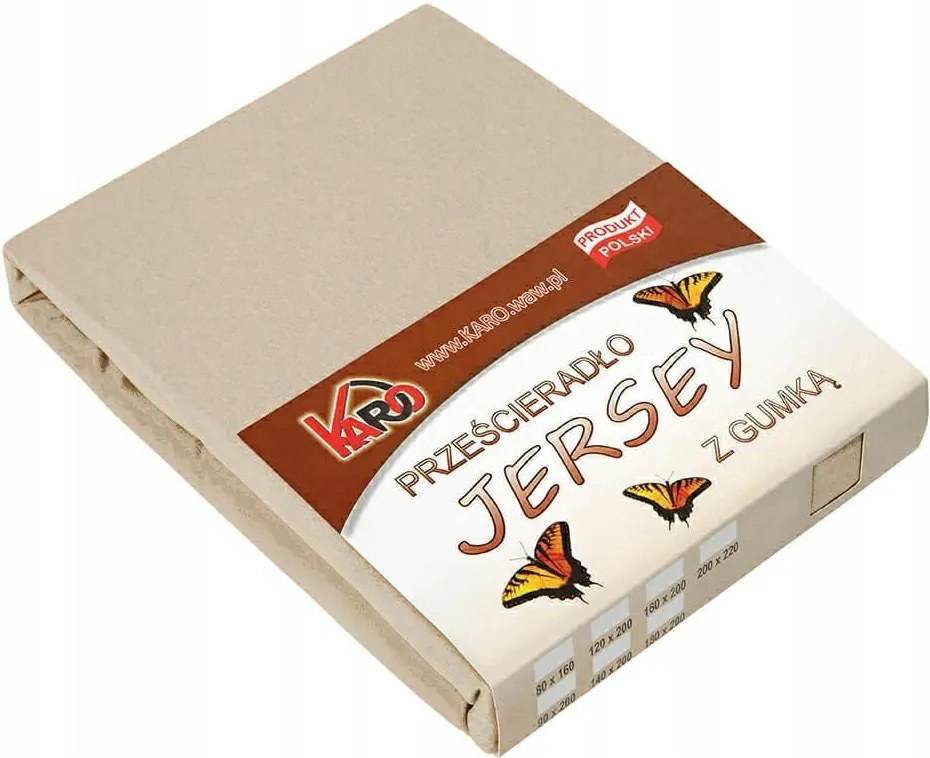 Gumis jersey lepedő 200x200 bézs cappuccino 076 Karo