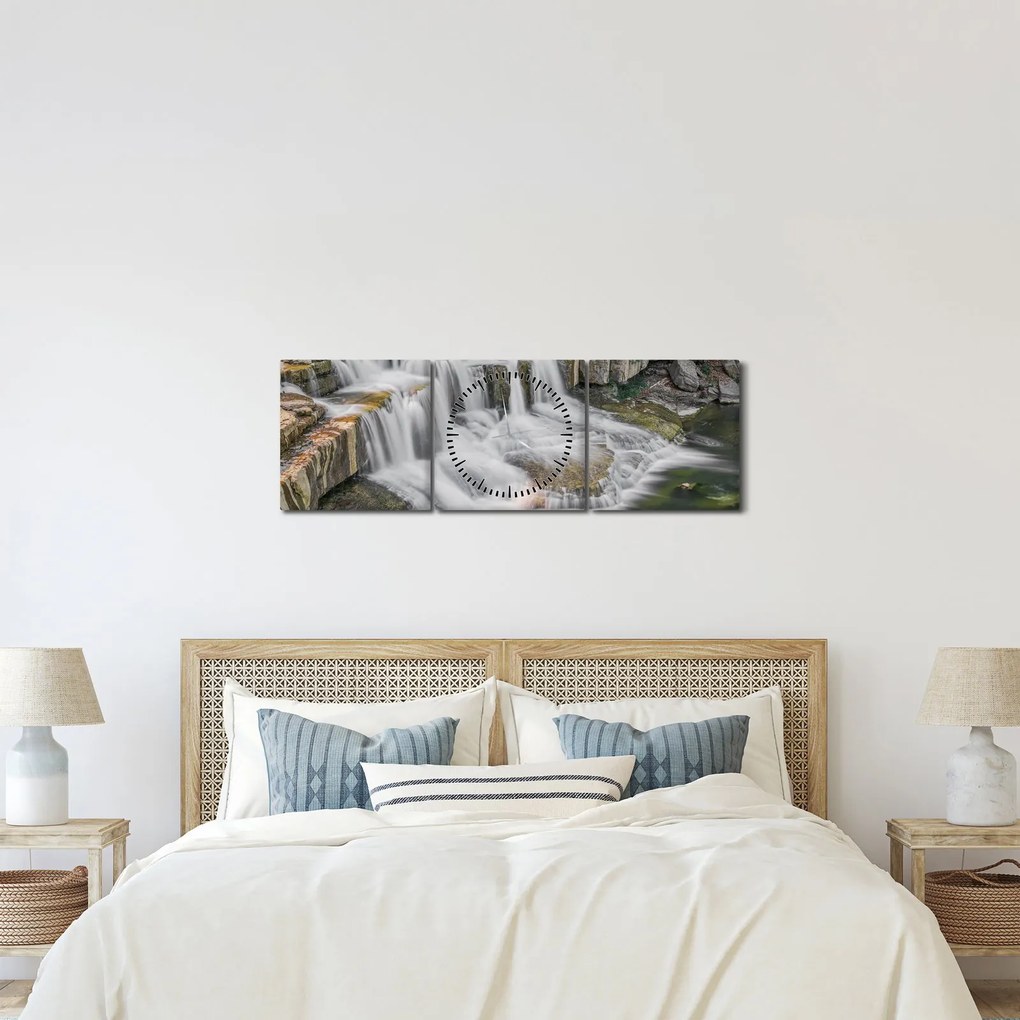 Vízesés képe (órával) (90x30 cm)