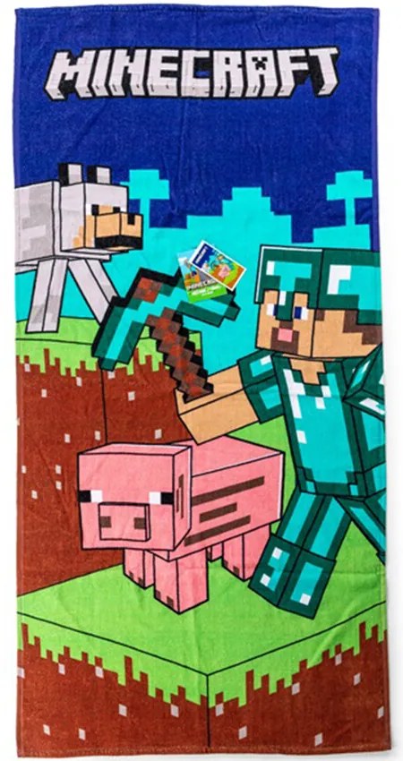 Carbotex Minecraft Gyerek Fedezd fel a világod törölköző, 70 x 140 cm