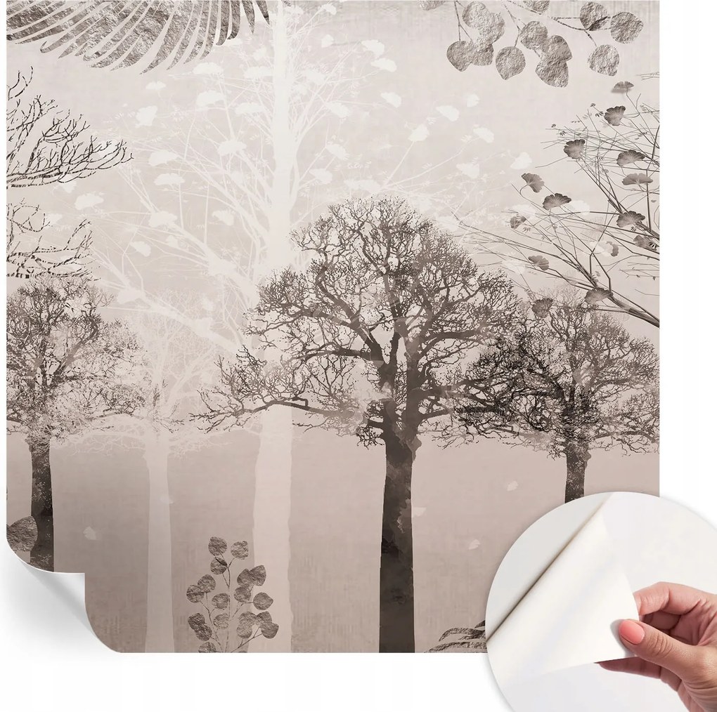 Öntapadós tapéta Divatos 3D fali ragasztóval Finom fák 250x250 cm