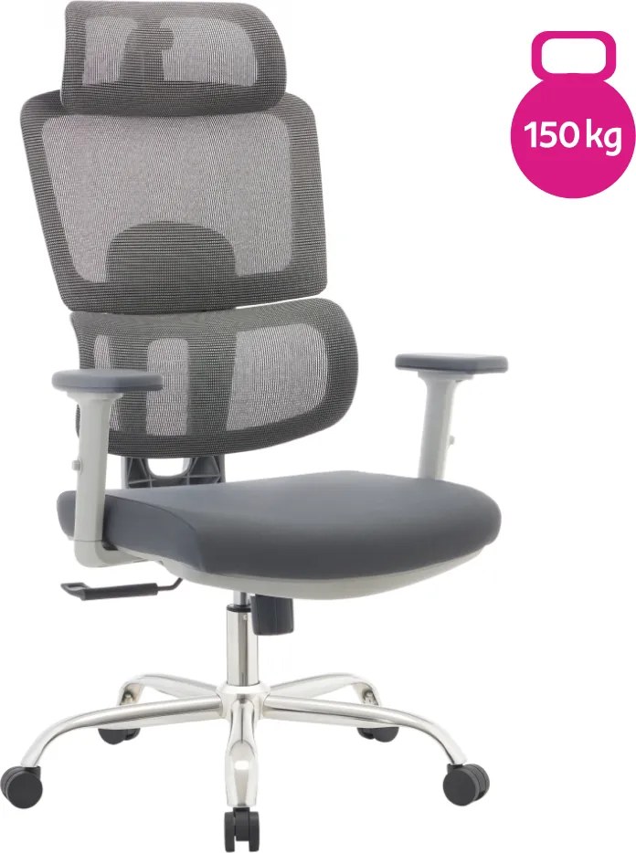 Irodai szék, szürke/króm, teherbírás 150 kg, BYRON